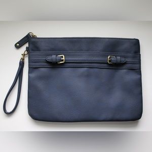 Merona Faux Leather Large Wristlet with Buckle Trim - Navy